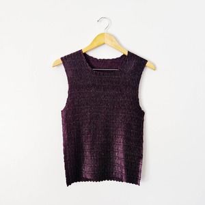 Vintage Y2K Chocolate Brown Crinkle Ruched Top | Large